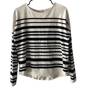 Leon & Harper navy blue & cream nautical striped sweater/top
